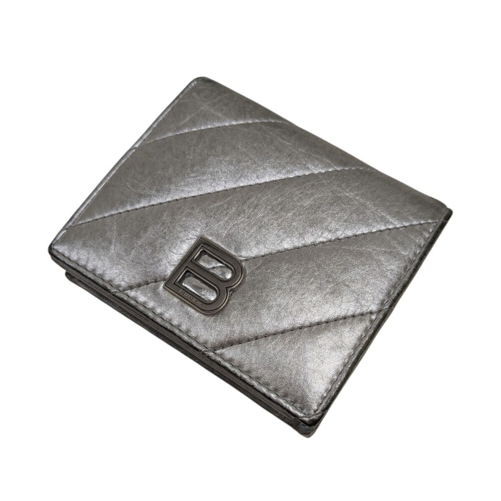 Balenciaga CRASH Bi fold Wallet Silver Balenciaga
